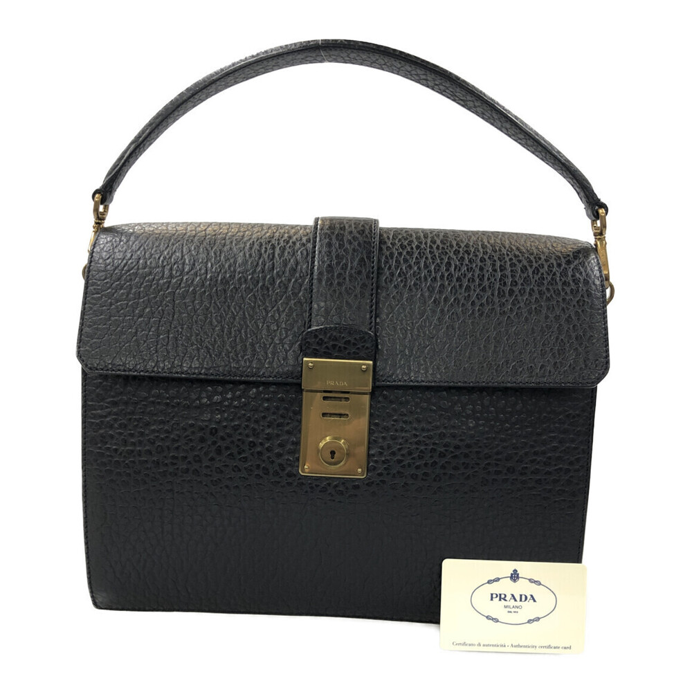 Prada Berlino Sound Shoulder Bag black grained leather